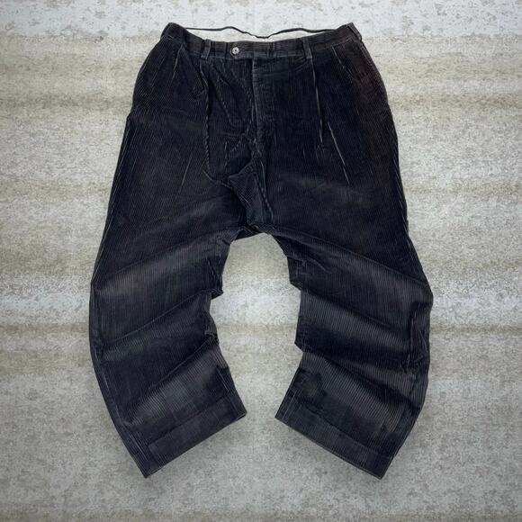 Vintage Austin Reed Corduroy Pants Mocha Brown Baggy Wide Leg Fit Pleated 90s - Picture 2 of 4